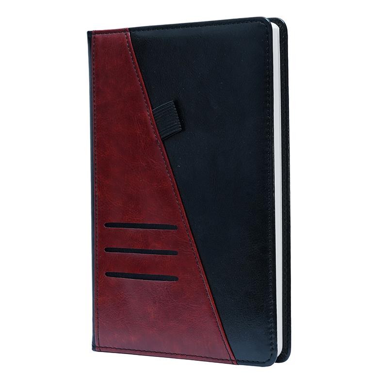 Pu Leather Notebook With Pen Holder_ Brown & Blk